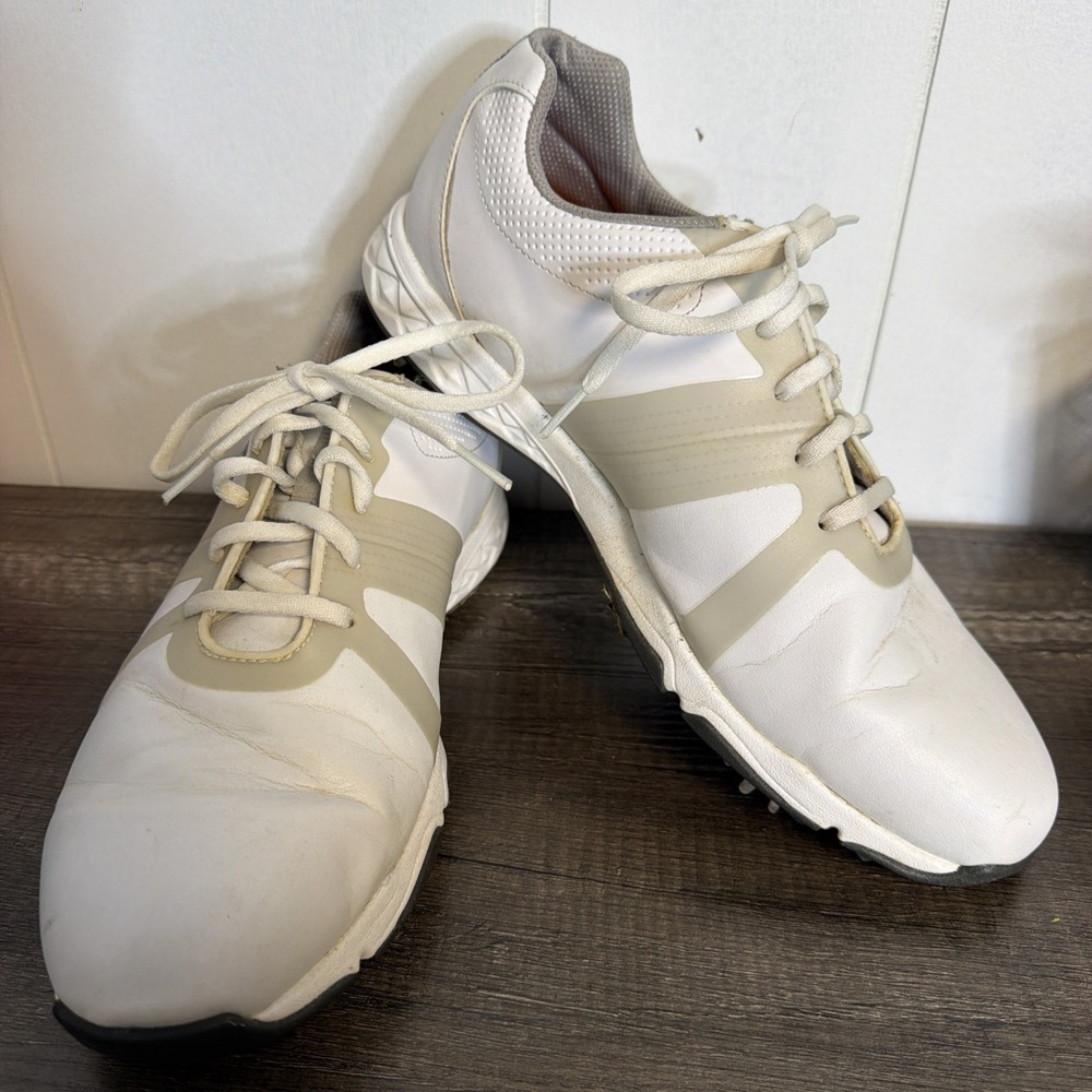 Men's Footjoy Size 10 Energize White Synthetic Leather Golf Shoes Spikes